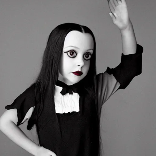 Prompt: aubrey plazy as wednesday addams