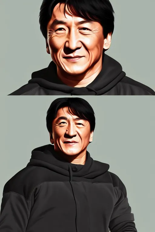 Prompt: full length portrait of jackie chan, digital painting, trending on artstation, concept art, sharp focus, illustration, art by aficionados and leonard and suli beli