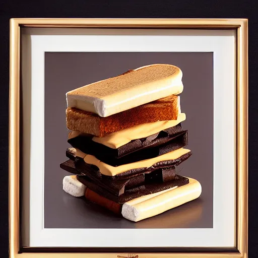 Prompt: a sculpture of a smore sandwich by dali - n 4