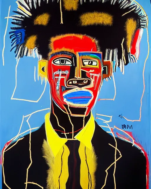 Image similar to A extremely ultra highly detailed majestic hi-res beautiful immaculate head and shoulders award winning painting stunning portrait masterpiece of the face of a strong black african man by Jean-Michel Basquiat, 8k, high textures, ultra hyper sharp, insanely detailed and intricate, super detailed, 8k HDR ultra high quality