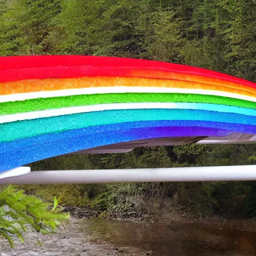 Prompt: the bridge to asgard, rainbow spectral bridge made from a large selenite