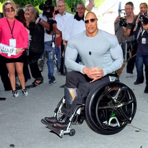 Prompt: the rock on wheelchair