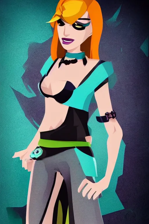 Prompt: full - body photo of bella thorne as gwen from total drama island, teal hair, goth aesthetic, focus on facial details, focus on full - body, cinematic lighting, realistic shadows