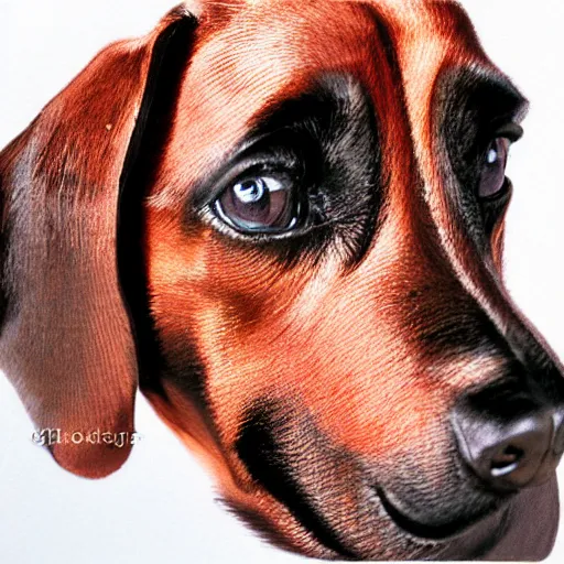 Image similar to portrait of a dachshund human hybrid, studio lighting, realistic, detailed