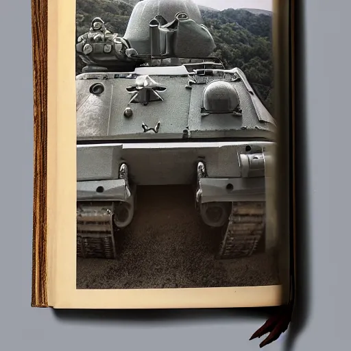 Image similar to book in the shape of a tank, photo