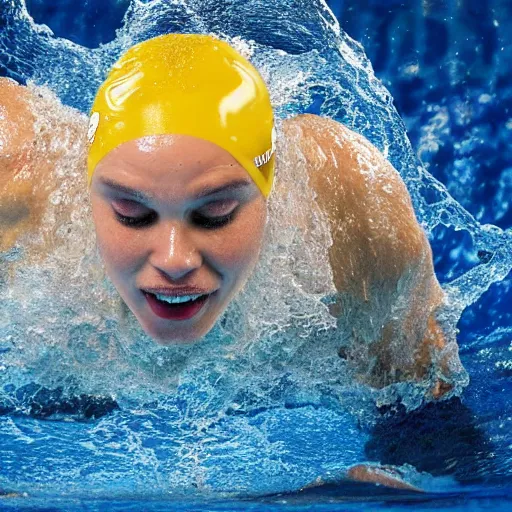 Image similar to uhd photo of olympic swimmers swimming in cheese sauce instead of water, uhd hyperdetailed photography, photo by annie leibowitz