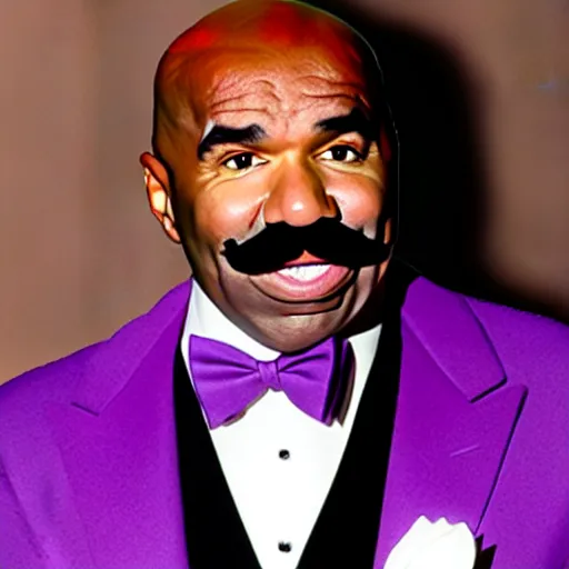 Prompt: steve harvey but his mustache is purple