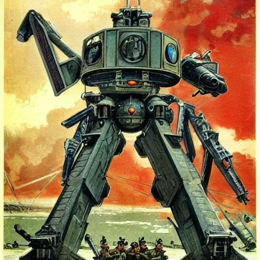 Image similar to wwi deiselpunk soviet mecha propaganda art by james gurney