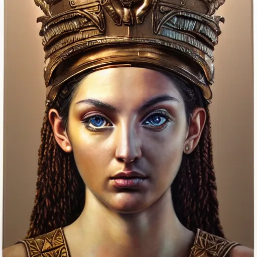 Prompt: hyperrealistic mixed media painting of beautiful goddess Athena, stunning 3d render inspired art by P. Craig Russell and Barry Windsor-Smith, perfect facial symmetry, dim volumetric lighting, 8k octane beautifully detailed render, post-processing, portrait, extremely hyper-detailed, intricate, epic composition, brown brown brown brown brown brown eyes, realistic realistic realistic eyes, cinematic lighting, masterpiece, trending on artstation, detailed detailed detailed, masterpiece, stunning