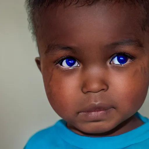 Image similar to photograph of a black asian baby with heterochromia