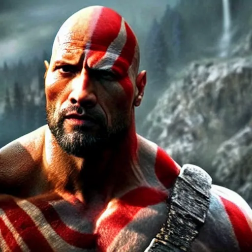 Image similar to Dwayne Johnson as God of war