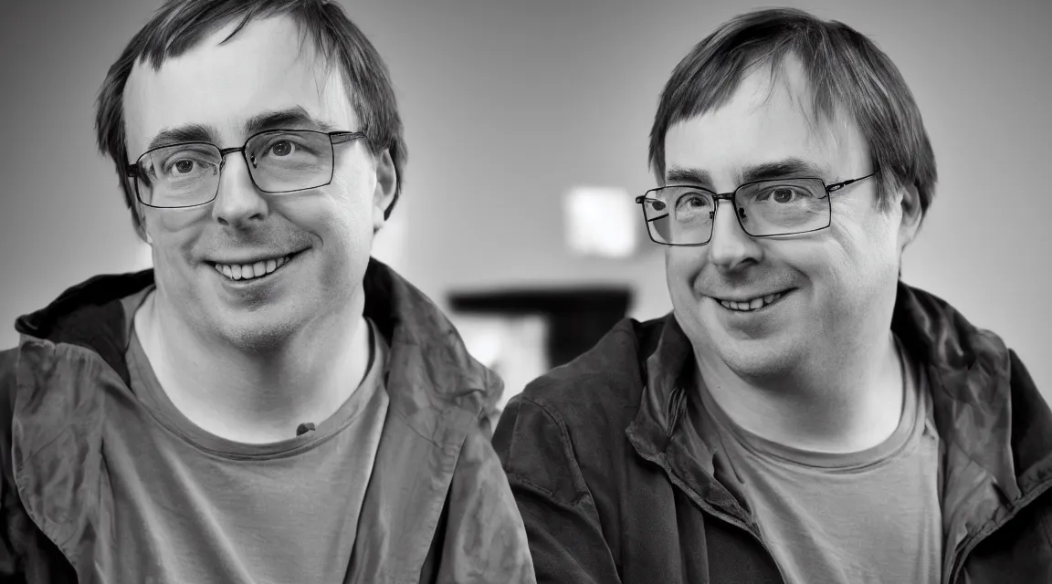 Prompt: wallpaper of Linus Torvalds, photo product