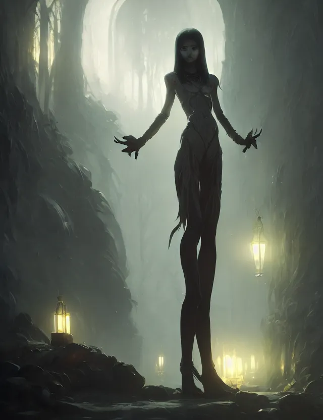 Image similar to gentle vampire, slender girl, silver skin, wonderful eyes, 8 k uhd, unreal engine, octane rendering in the artistic style of finnian mcmanus, john park and greg rutkowski, radiant light, detailed and complex environment, art station trends