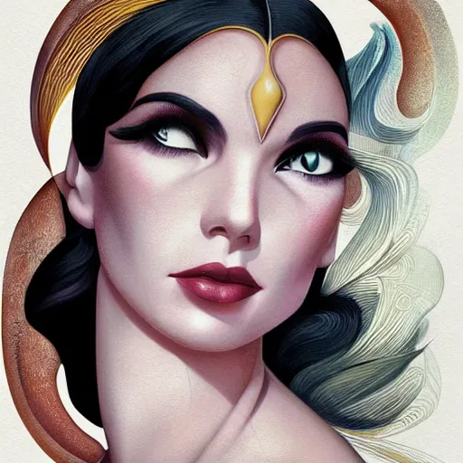 Image similar to an art deco, ( streamline moderne ), multi - racial portrait in the style of anna dittmann and charlie bowater and loish. very large, clear, expressive, and intelligent eyes. centered, ultrasharp focus, dramatic lighting, photorealistic digital matte painting, intricate symmetrical ultra detailed background.