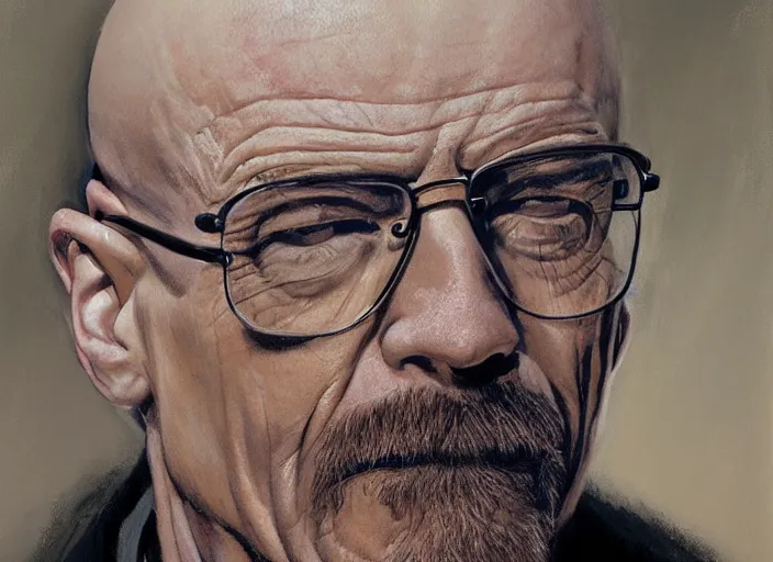 Image similar to a highly detailed beautiful portrait of walter white black, by gregory manchess, james gurney, james jean
