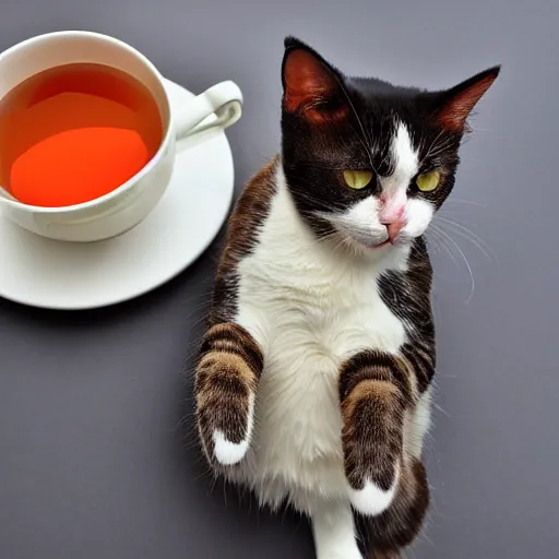 Image similar to british cat sipping on tea