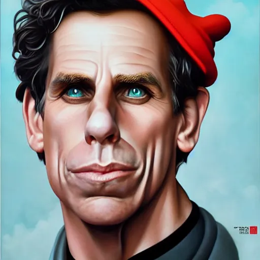 Image similar to ben stiller portrait, Pixar style, by Tristan Eaton Stanley Artgerm and Tom Bagshaw.