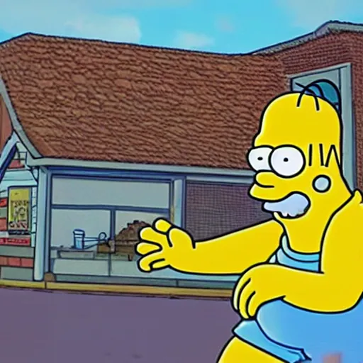 Prompt: giant homer simpson destroying springfield
