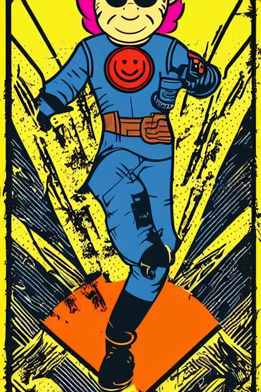 Image similar to fallout 7 6 retro futurist illustration art by butcher billy, sticker, colorful, illustration, highly detailed, simple, smooth and clean vector curves, no jagged lines, vector art, smooth andy warhol style