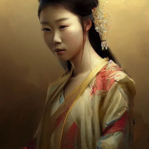 Image similar to A portrait of a Chinese beautiful princess, ancient art, art by greg rutkowski, matte painting, trending on art station