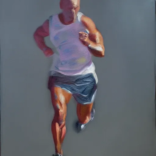 Prompt: a man running. pastel oil on canvas. album cover