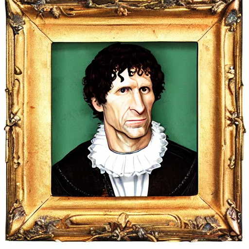 Image similar to A portrait painting of Todd Howard Of Bethesda Game Studios dressed as a 16th century English aristocrat in a late Renaissance style.