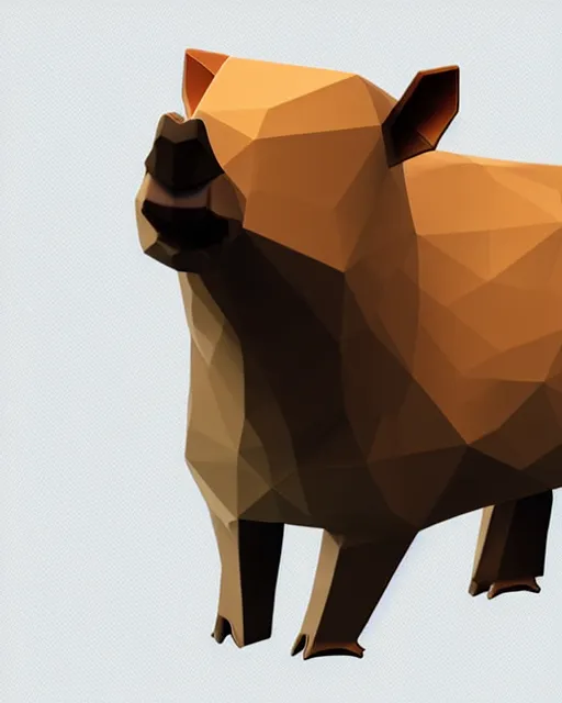 Image similar to low polygon render of a capybara on a white background, isometric 3d, ultra hd