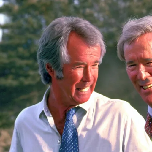 Image similar to kevin tighe with randy mantooth, laughing as they set a car on fire