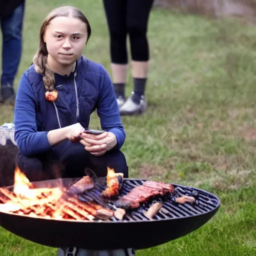 Image similar to photo of greta thunberg having a bbq