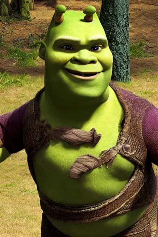 Chris Pratt as Shrek in live action adaptation, green | Stable Diffusion