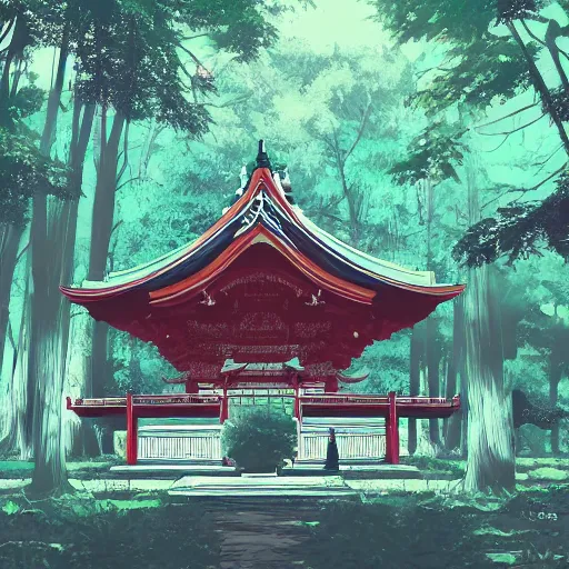 Prompt: temple in a forest, woodcut, kuvshinov • aenami • sylar 1 1 3 • lofi • arsenixc • seerlight • anime scenery akihabara • asabinart • lofi wallpaper • japanese wallpaper, cheeryblossom