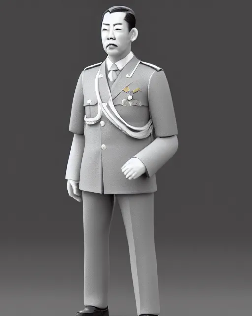 Image similar to full body 3d render of Japanese emperor Hirohito as a funko pop, studio lighting, white background, blender, trending on artstation, 8k, highly detailed