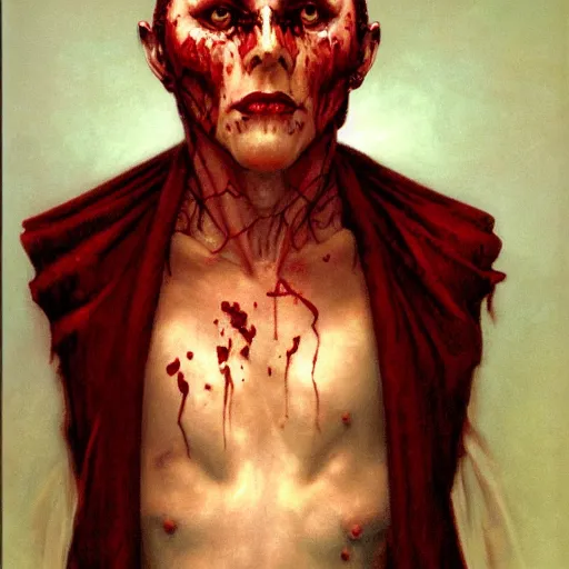 Image similar to portrait of crazed zealot inquisitor by gerald brom