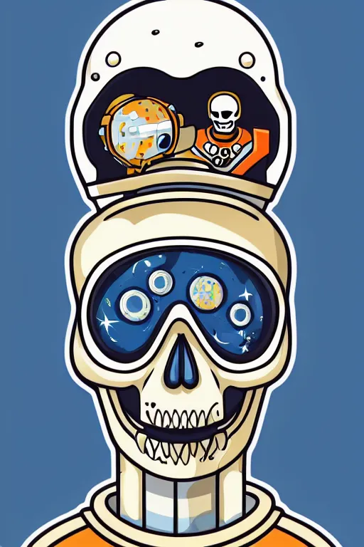 Image similar to A portrait of a skeleton as an astronaut, sticker, colorful, illustration, highly detailed, smooth and clean vector curves, no jagged lines, vector art, smooth