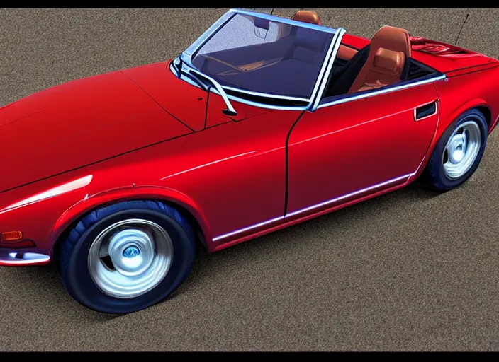 Image similar to highly detailed 1 9 6 9 red datsun fairlady roadster, retro minimalist art by jean giraud, moebius starwatcher comic, sharp, 8 k