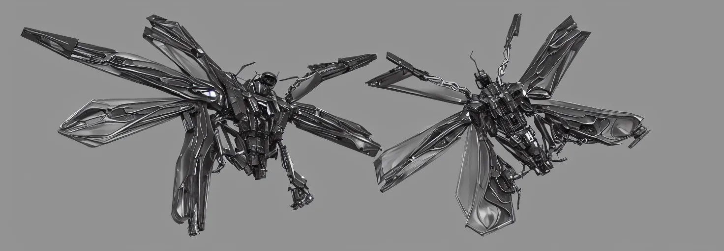 Image similar to symmetry!! a mechanized moth with it's wings spread, gunmetal grey, top down view!! mecha, jet fighter, space shuttle, robotic, highly detailed, artstation, super realistic, unreal engine