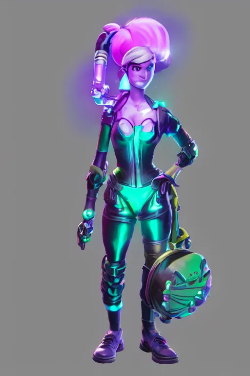 Image similar to fornite lady epic game design fanart by concept artist gervasio canda battle royale kaws radiating a glowing aura global illumination ray tracing hdr render in unreal engine 5