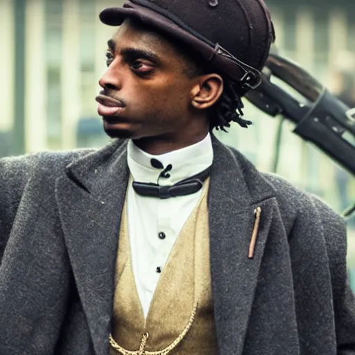 Image similar to playboi carti in peaky blinders 4 k the detailed super realistic