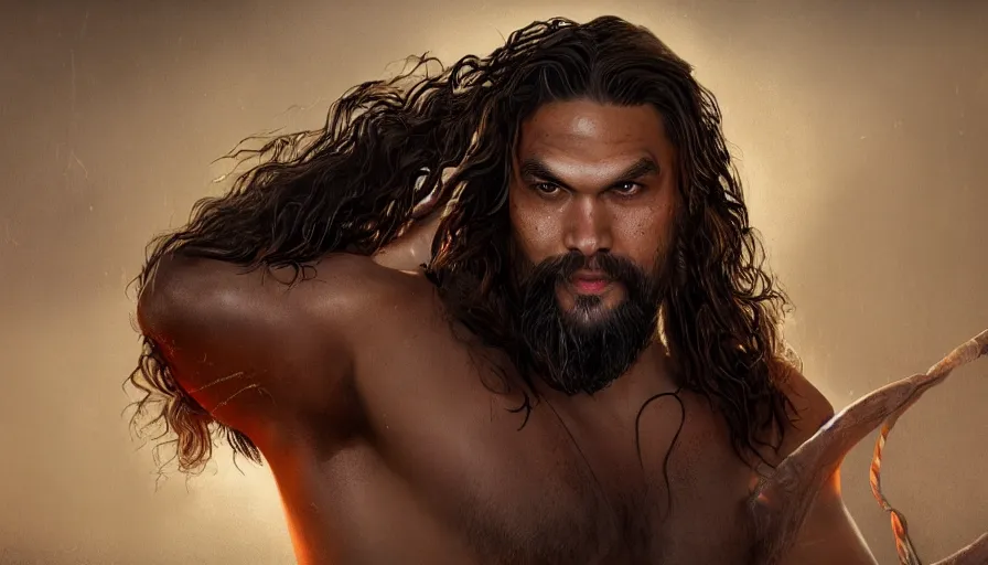 Prompt: Jason Momoa is Jesus Christ, hyperdetailed, artstation, cgsociety, 8k