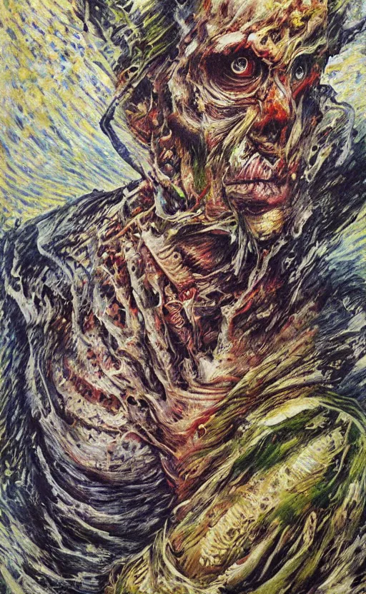 Image similar to wafture, sensual, flashy and elaborate detailed intricate amazing photorealistic painting of zombie on a summers day, by umberto boccioni and john frederick kensett. trending on artstation. unreal engine. photorealistic