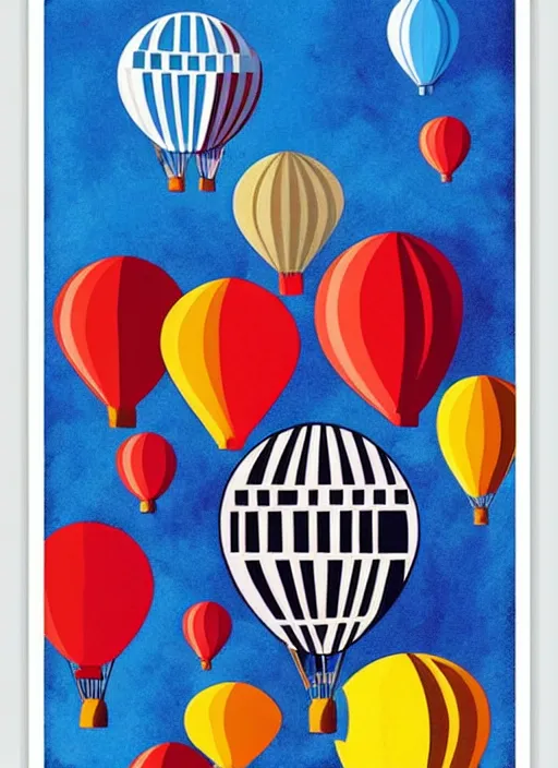 Image similar to turisk art modern poster hot air balloons