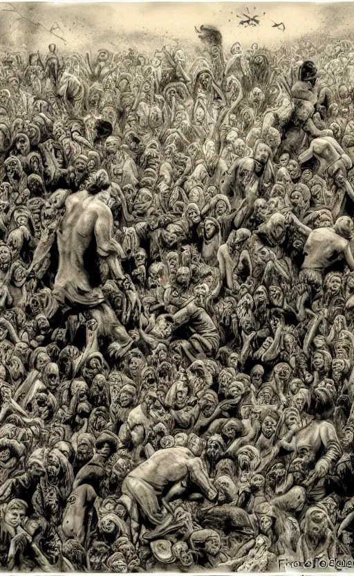 Prompt: hell with people suffering. by francisco goitia