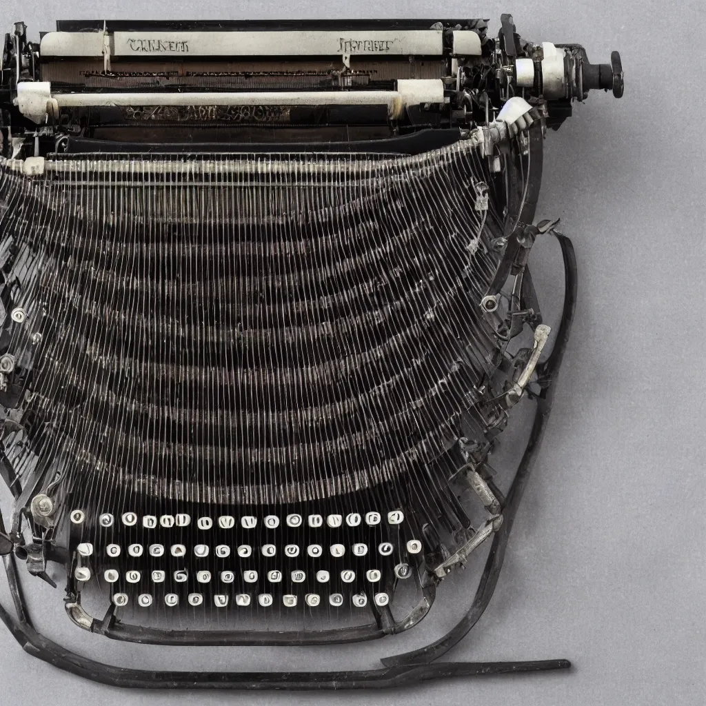 Image similar to product photo of a typewriter designed by hr giger