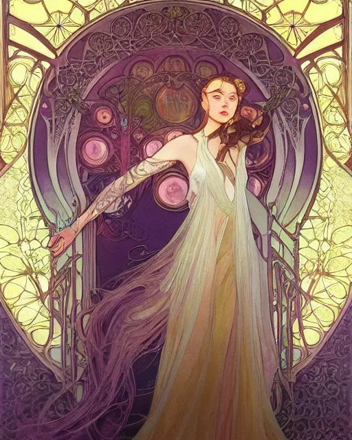 Image similar to secret romance, highly detailed, very intricate, art nouveau, gold filigree, romantic storybook fantasy, soft cinematic lighting, award - winning, disney concept art watercolor illustration by mandy jurgens and alphonse mucha and alena aenami, pastel color palette, featured on artstation