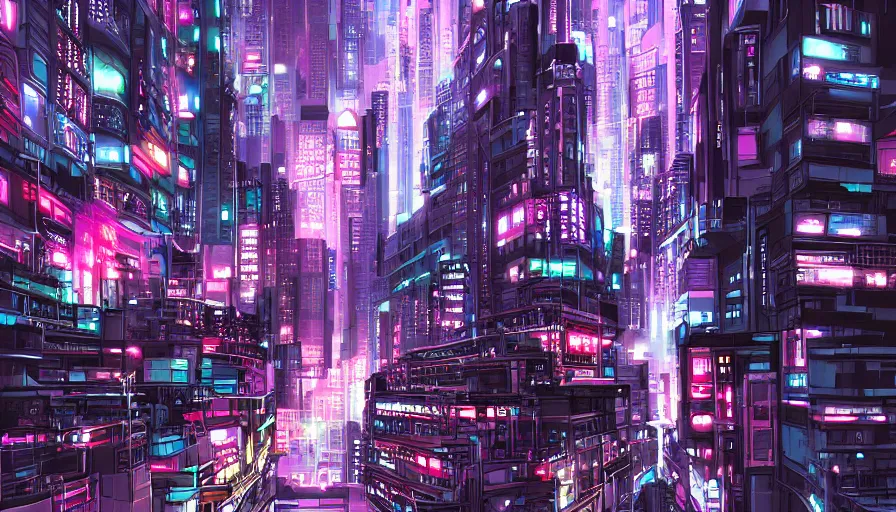 Prompt: Neo Tokyo cyberpunk style cityscape, digital art