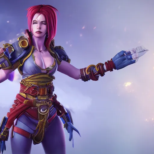 Image similar to a high quality render of vi from arcane, artstation