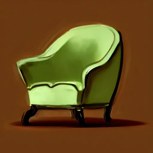 Image similar to digital painting of an armchair in the shape of an avocado cinematic lightning 4k award winning artstation