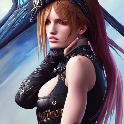 Prompt: ultra realistic illustration, bella thorne as tiff from final fantasy 7, intricate, elegant, highly detailed, digital painting, artstation, concept art, smooth, sharp focus, illustration, art by artgerm and greg rutkowski and alphonse mucha