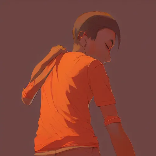 Image similar to man in orange t - shirt hugging girl, vivid colors, character sheet, fine details, concept design, contrast, kim jung gi, greg rutkowski, trending on artstation, 8 k, full body, turnaround, front view, back view, ultra wide angle