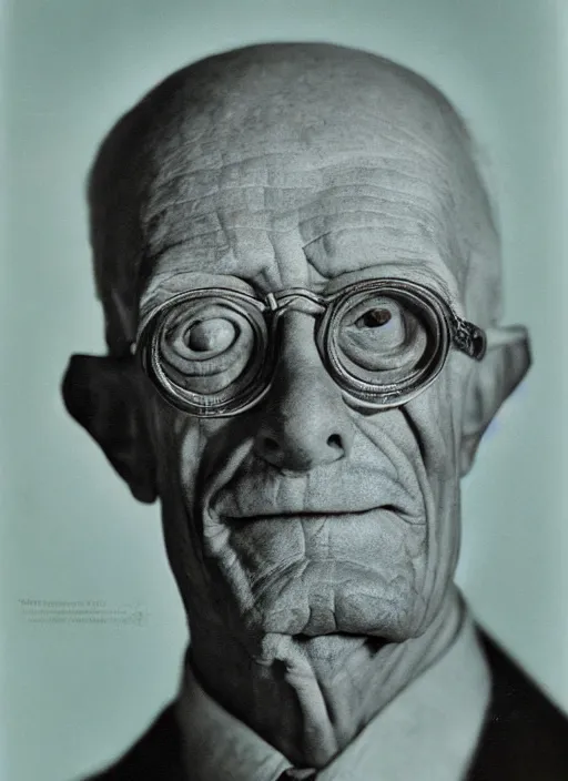 Image similar to 3 0 0 5 ( professor hubert j. farnsworth ), portrait photography feroflex photorealistic studio lighting ektachrome detailed intricate face details, ultradetails, beautiful face